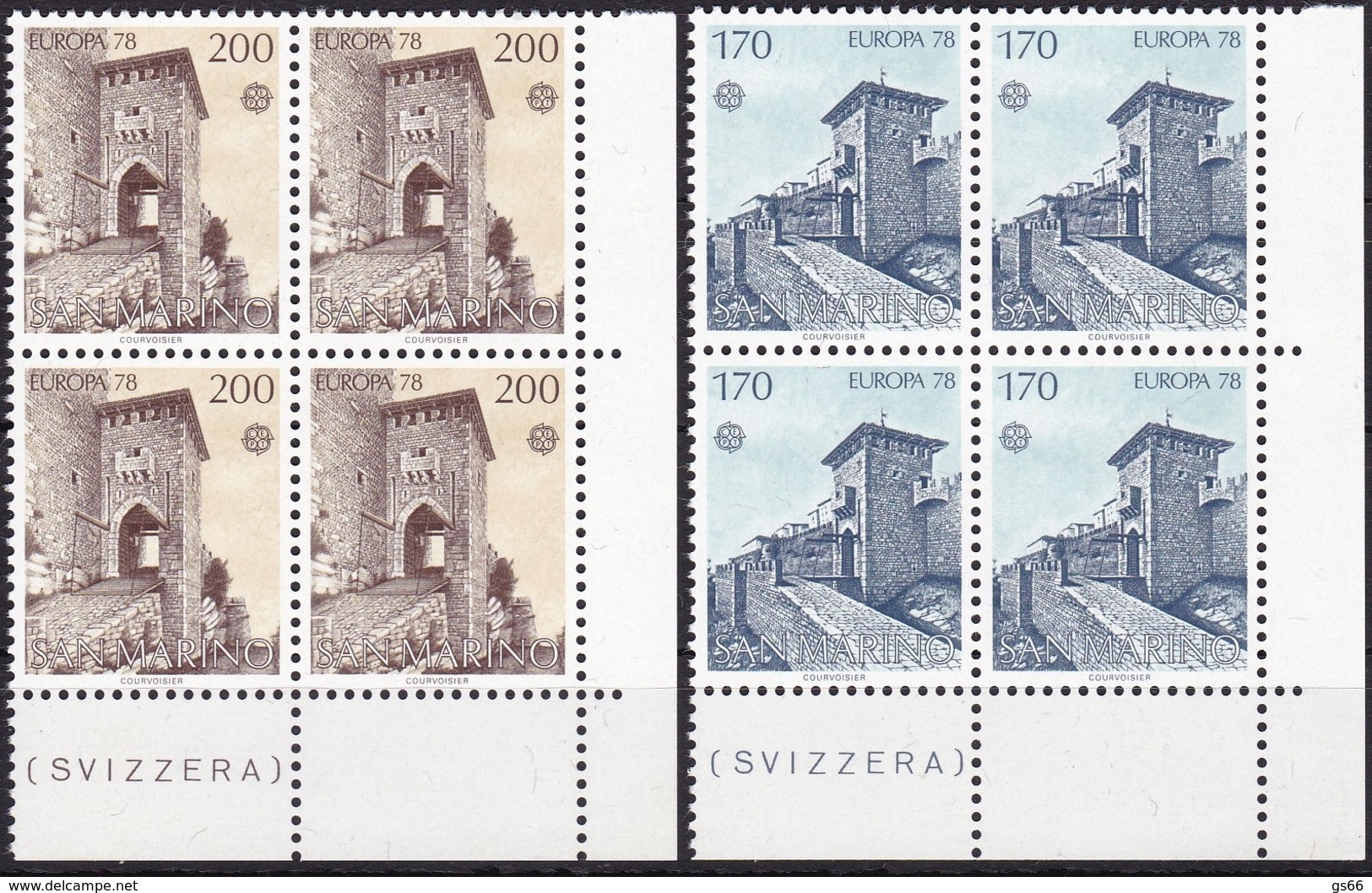 Cept, 1978, San Marino,  Mi.Nr.  1156/57, MNH **,  Europa: Baudenkmäler. - 1978