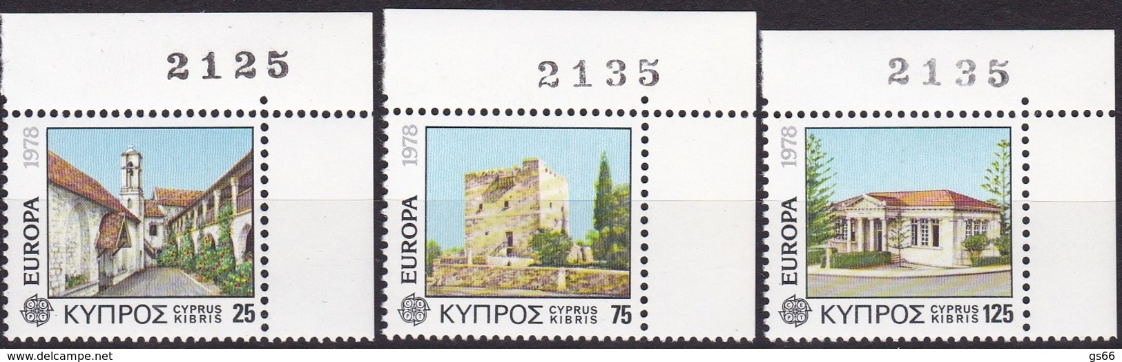 Cept, 1978, Zypern,  Mi.Nr.  484/86, MNH **,  Europa: Baudenkmäler. - 1978