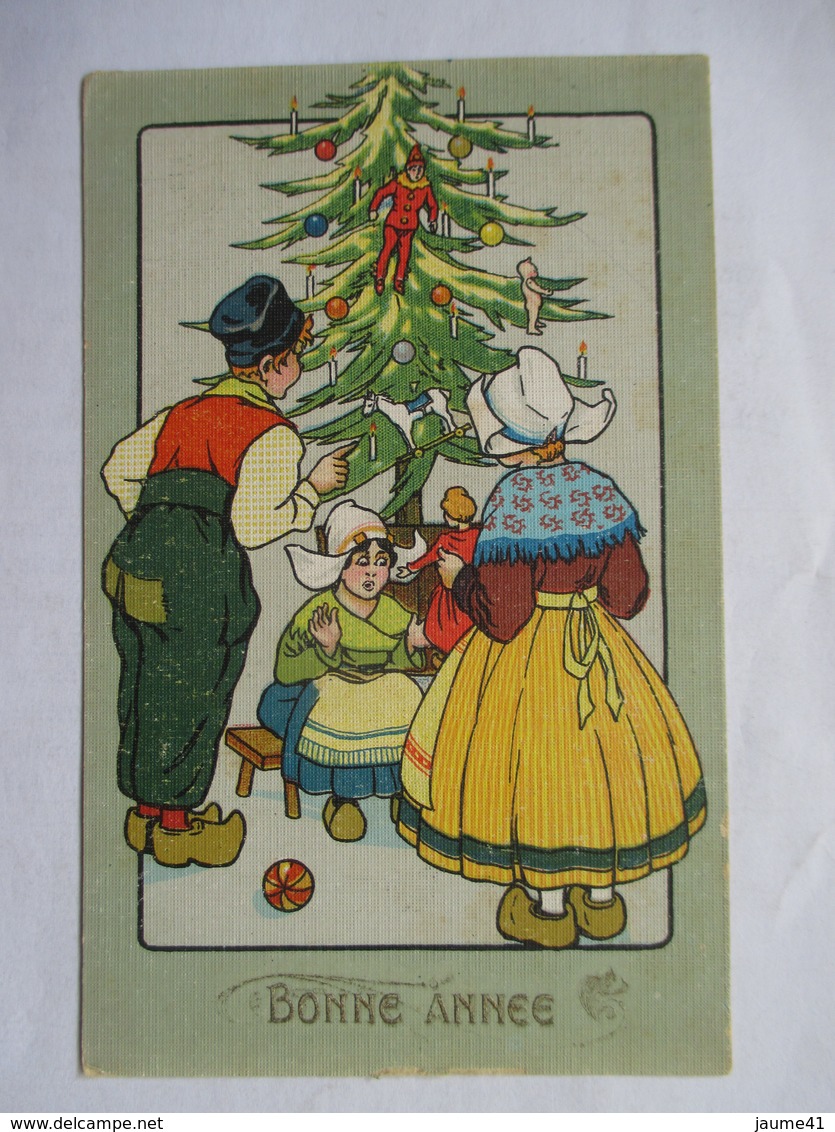 ENFANTS   ET  ARBRE  DE  NOEL     -  BONNE  ANNEE       TTB - 1900-1949