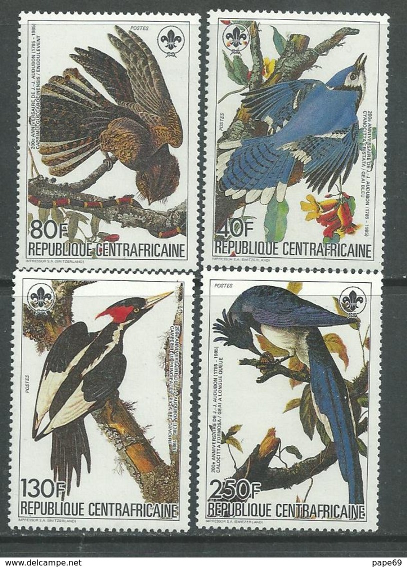 Centrafricaine  N° 662 / 65 XX Bicentenaire De La Naissance D'Audubon, La Série Des 4 Valeurs Sans Charnière, TB - Centrafricaine (République)