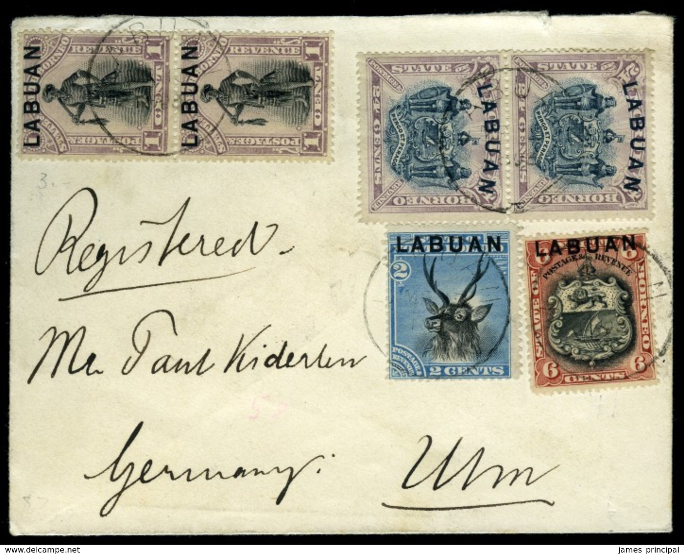 Labuan. SG#62,63,67,74. Cover To Ulm. - Other & Unclassified