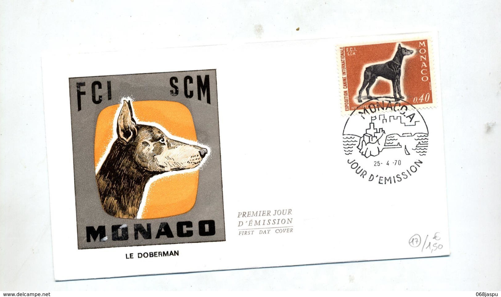 Lettre Fdc  1970 Chien Trace Sur Image - FDC