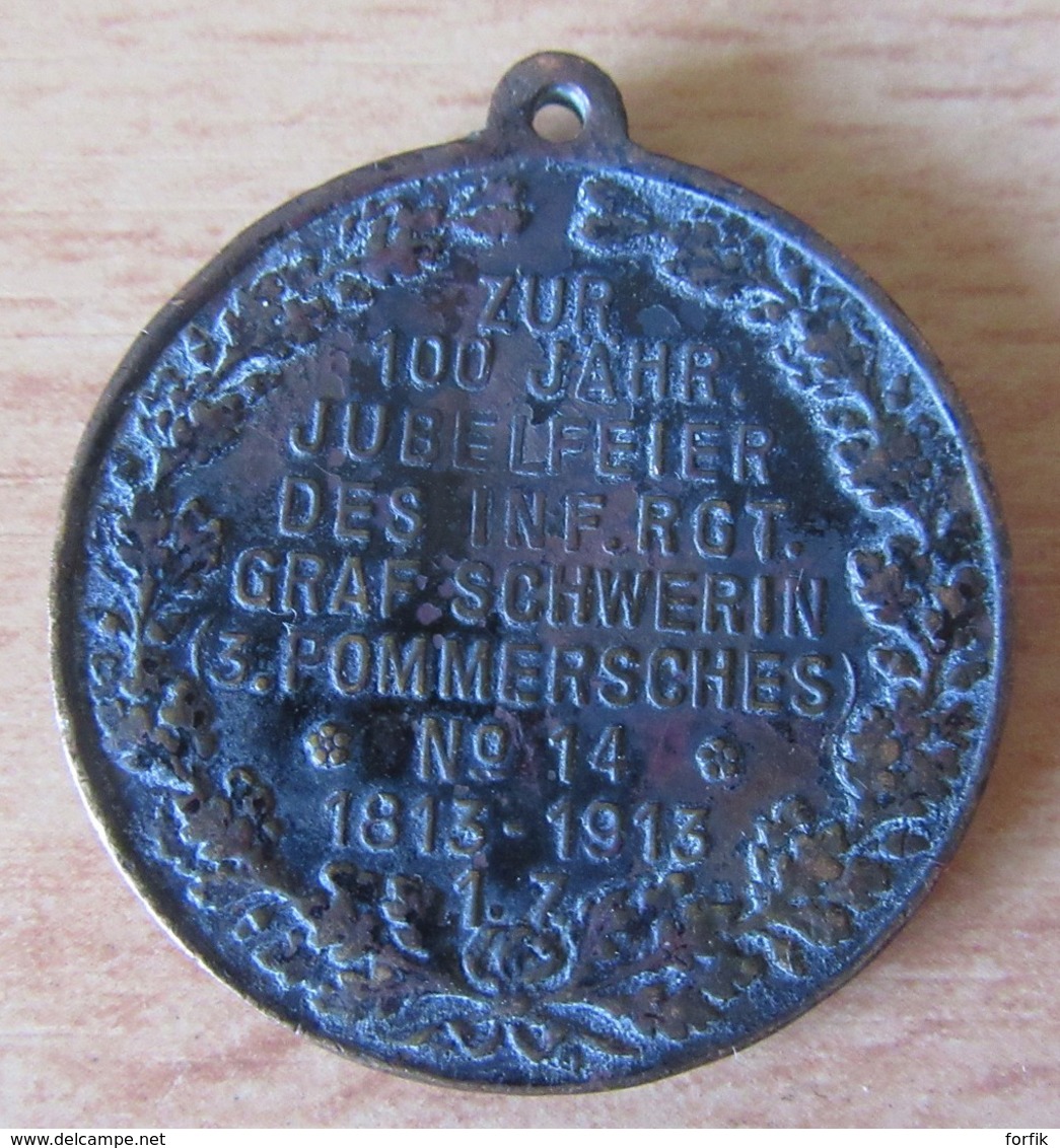 Allemagne - Médaille Whilelm III - Zur 100 Jahr. Jubelfeier Des Inf. Rgt. Graf Schwerin N°14 1813 - 1913 - Bronze - Royal/Of Nobility