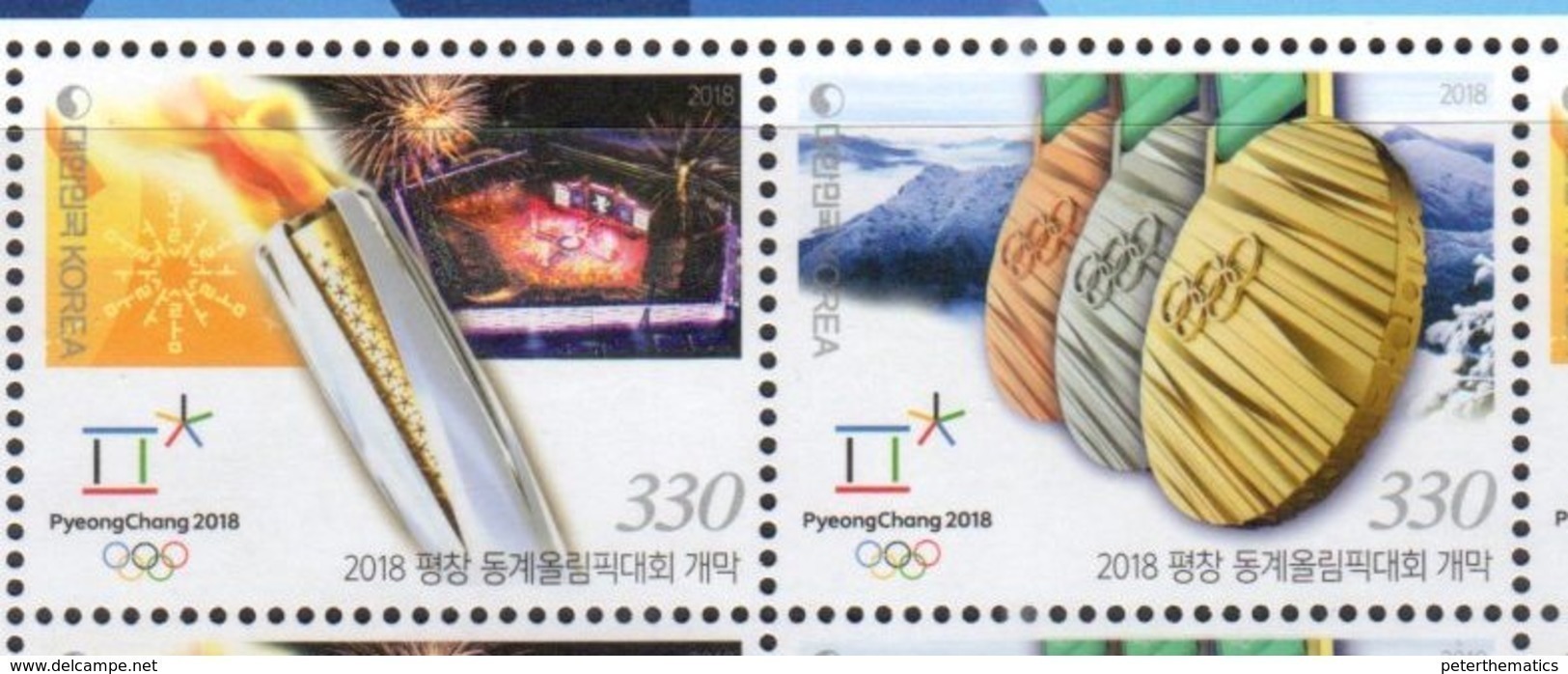 SOUTH KOREA, 2018, MNH, WINTER OLYMPICS, PYEONGCHANG,OPENING CEREMONY, OLYMPIC TORCH, MEDALS, MOUNTAINS, 2v - Winter 2018: Pyeongchang