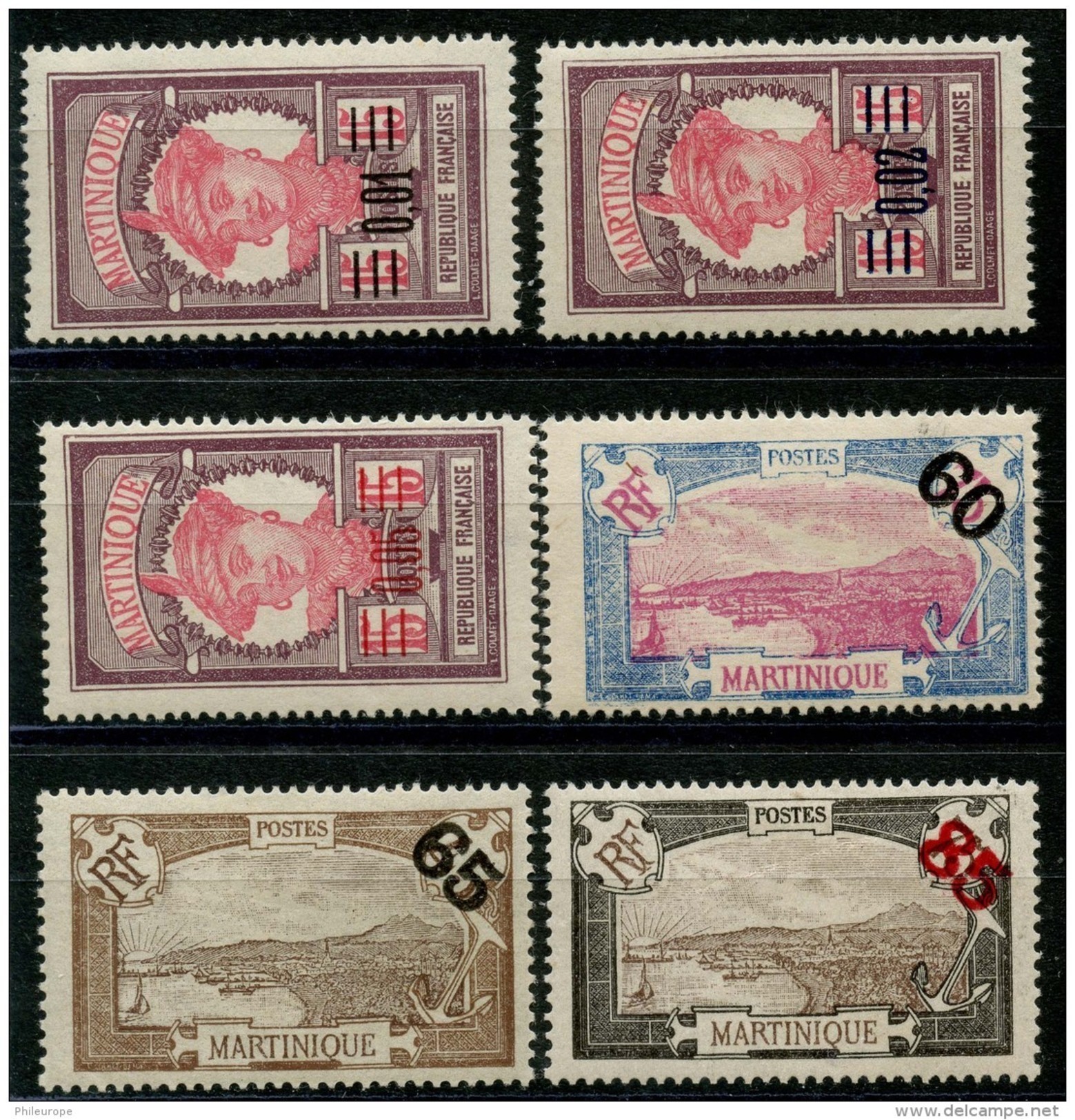 Martinique (1922) N 86 à 91 * (charniere) - Unused Stamps