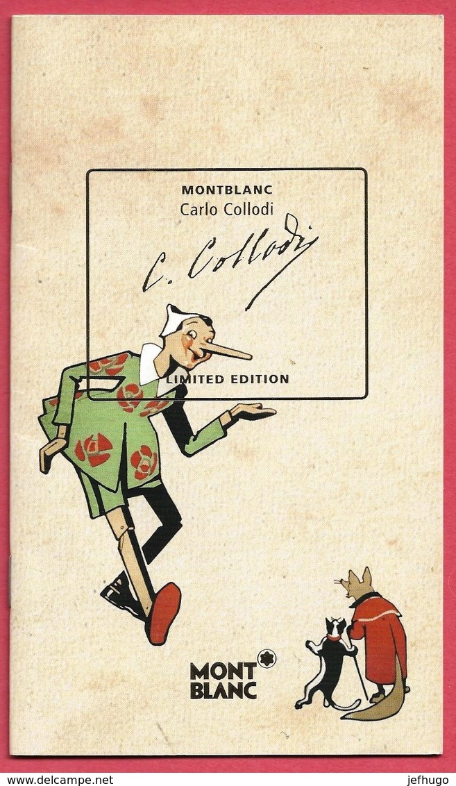 PLAQUETTE PUBLICITAIRE STYLOS MONTBANC CARLO COLLODI PINOCCHIO EDITION LIMITEE .18 PAGES 10.5 CM SUR 18 CM SCANS - Autres & Non Classés