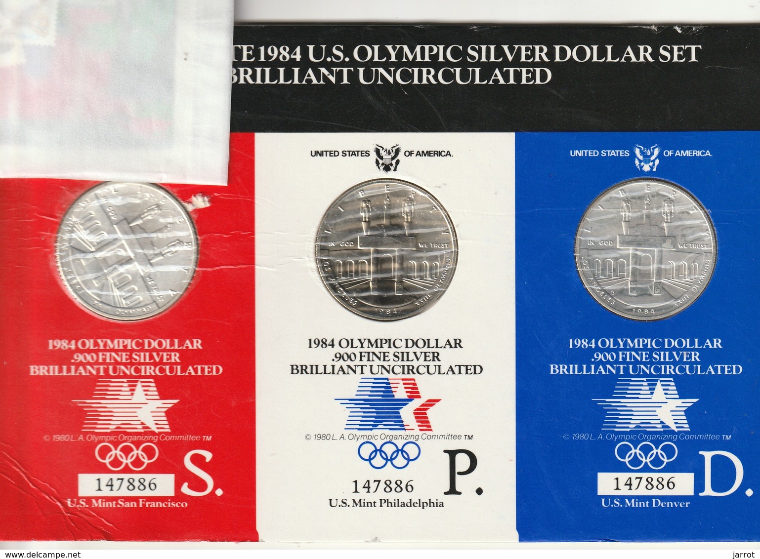 Three Mintage Of The U.S. Olympic Silver Dollar 1984 Uncirculated Frappe S, P, Et D, - 1979-1999: Anthony