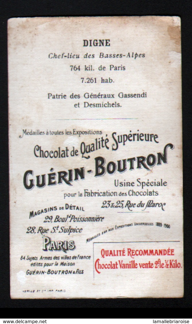 CHROMO Guerin Boutron, Armes Des Villes Francaises, Heraldique, Digne - Guérin-Boutron