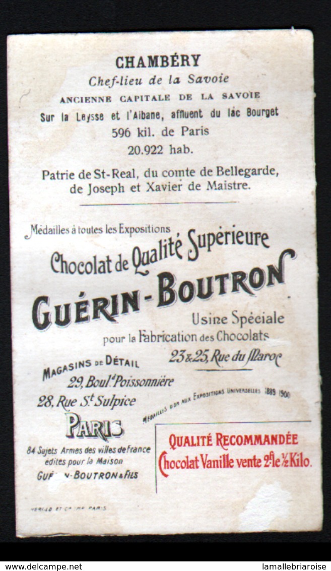 CHROMO Guerin Boutron, Armes Des Villes Francaises, Heraldique, Chambery - Guérin-Boutron