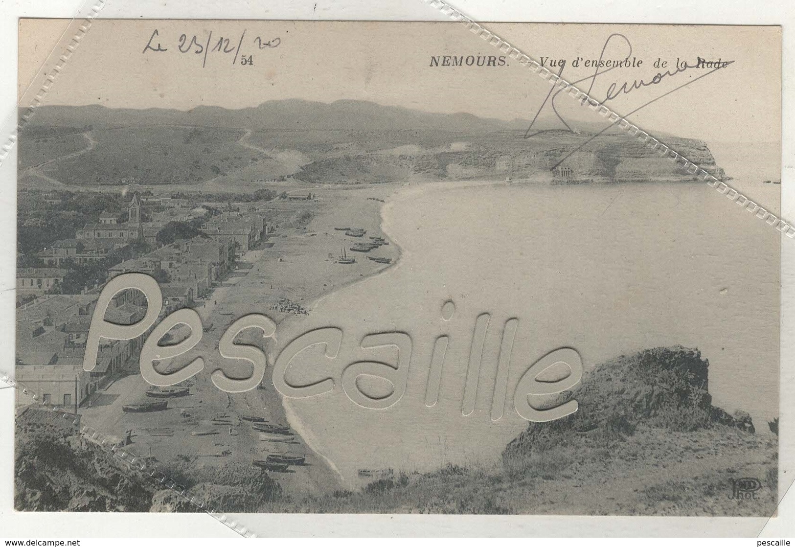 ALGERIE GHAZAOUET - CP NEMOURS - VUE D'ENSEMBLE DE LA RADE - ND PHOT N° 54 - ECRITE EN 1920 - Other & Unclassified