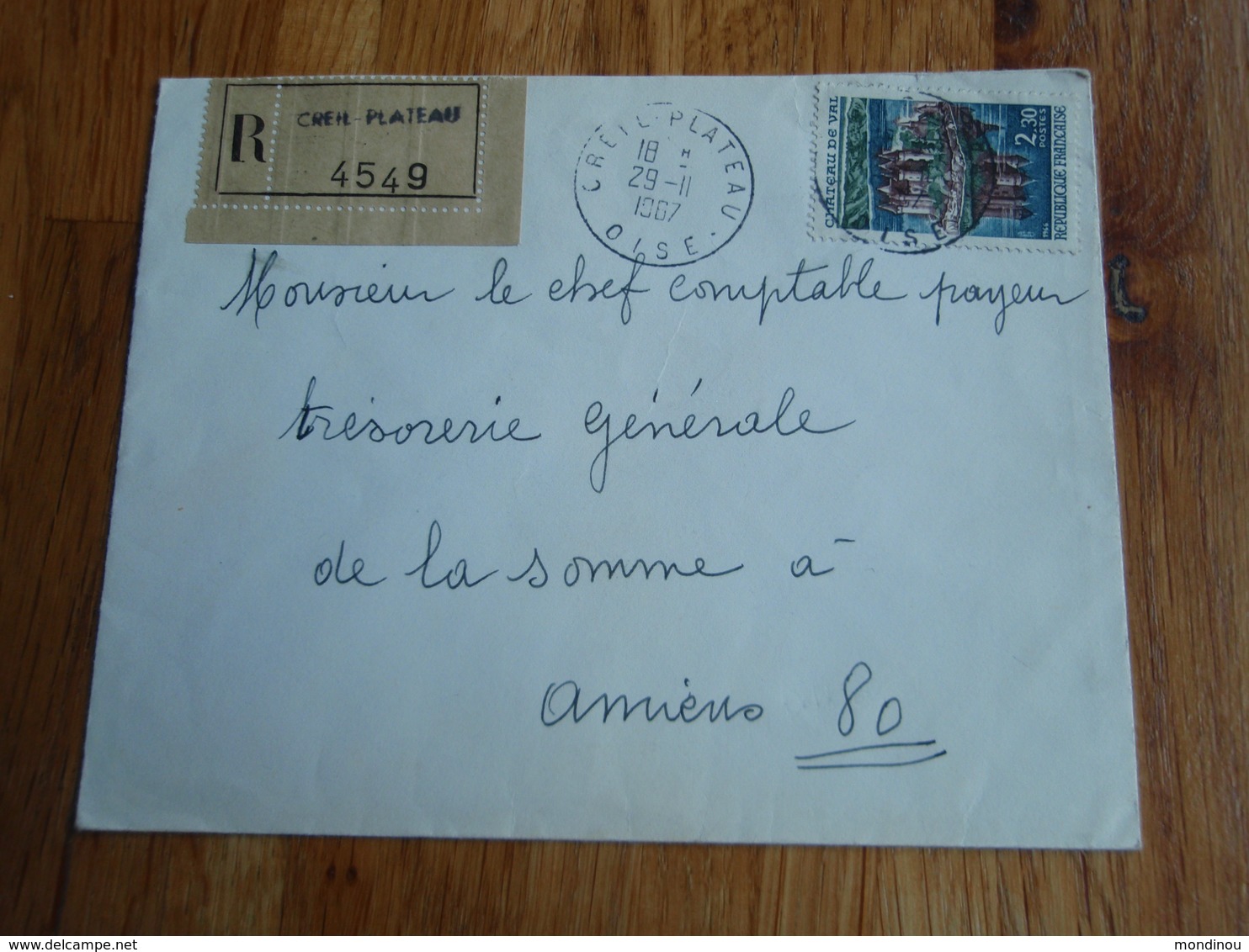 Enveloppe Timbrée De CREIL PLATEAU 1967. Trésorerie Somme à AMIENS - Autres & Non Classés