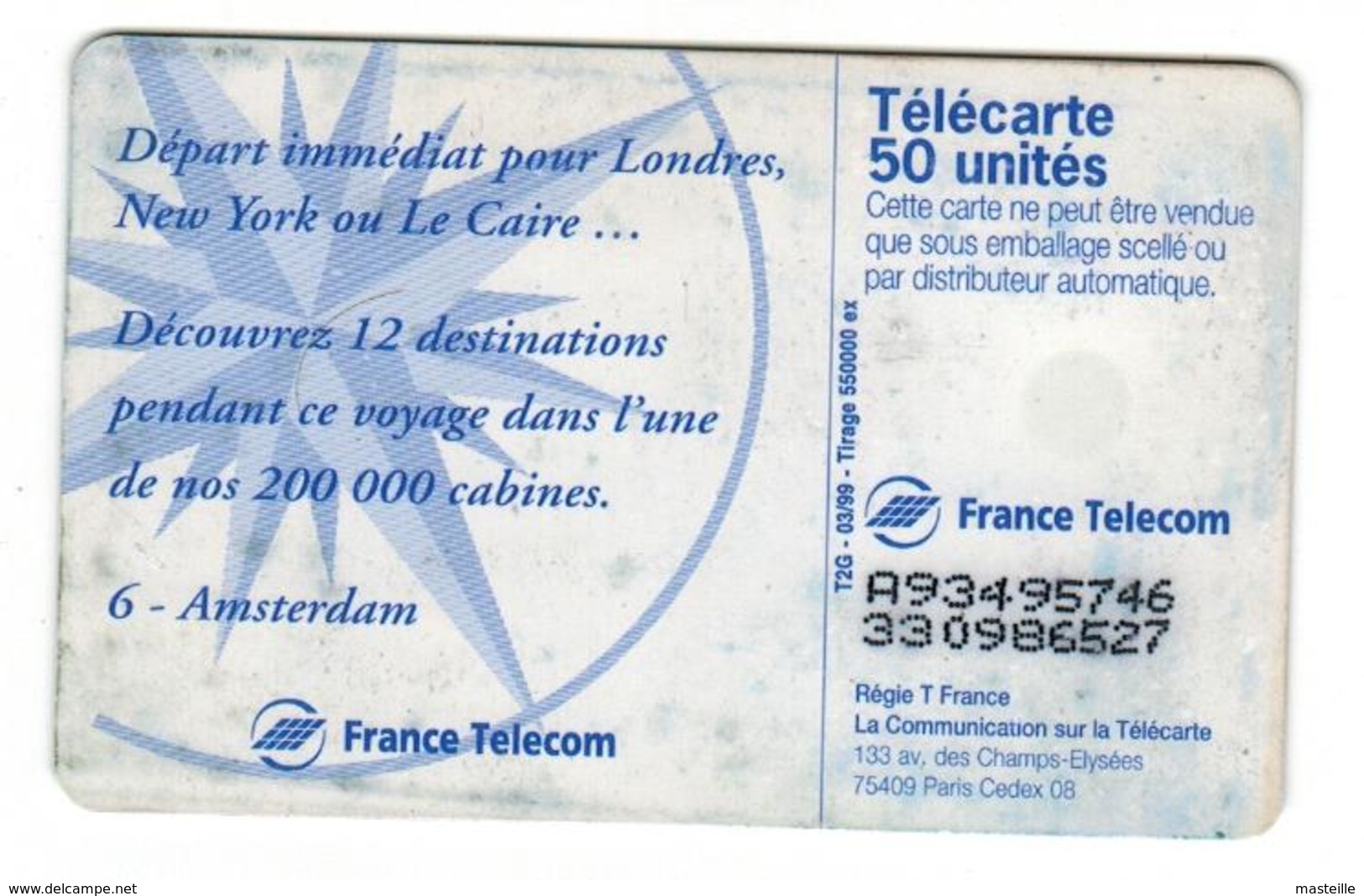 Carte Téléphonique France Telecom 6 - Amsterdam - 1999