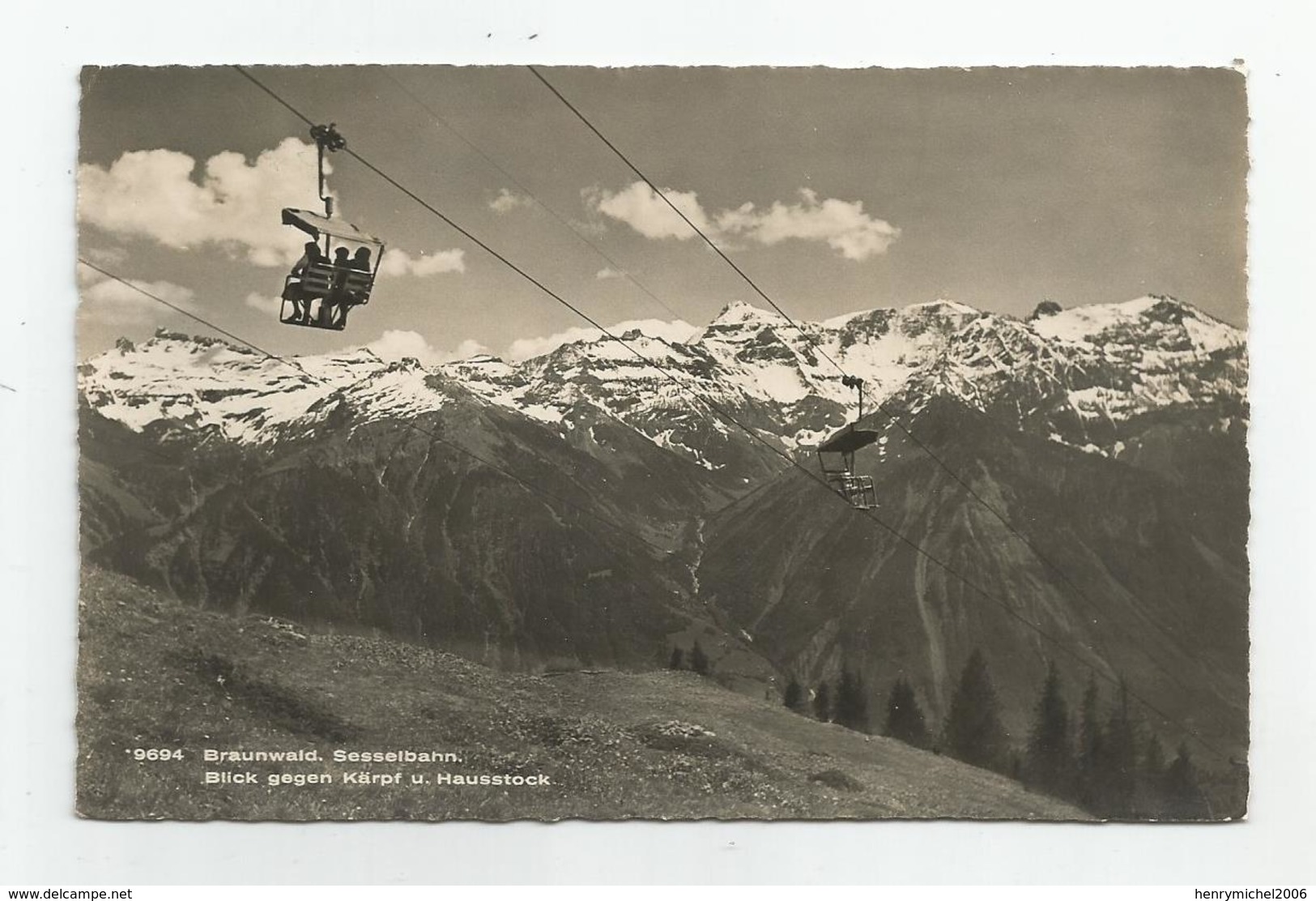 Suisse Glaris Braunwald Sesselbahn Blick Gegen Karpf U Hausstock Télésiège Ed Verlag Beringer Zurich - Braunwald