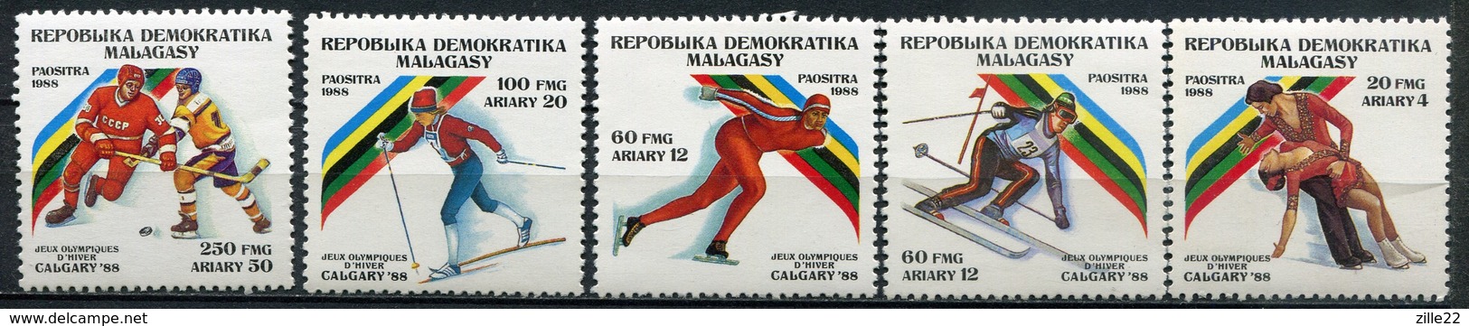 Madagaskar Mi# 117-21 Postfrisch MNH - Olympics Calgary 88 - Madagascar (1960-...)