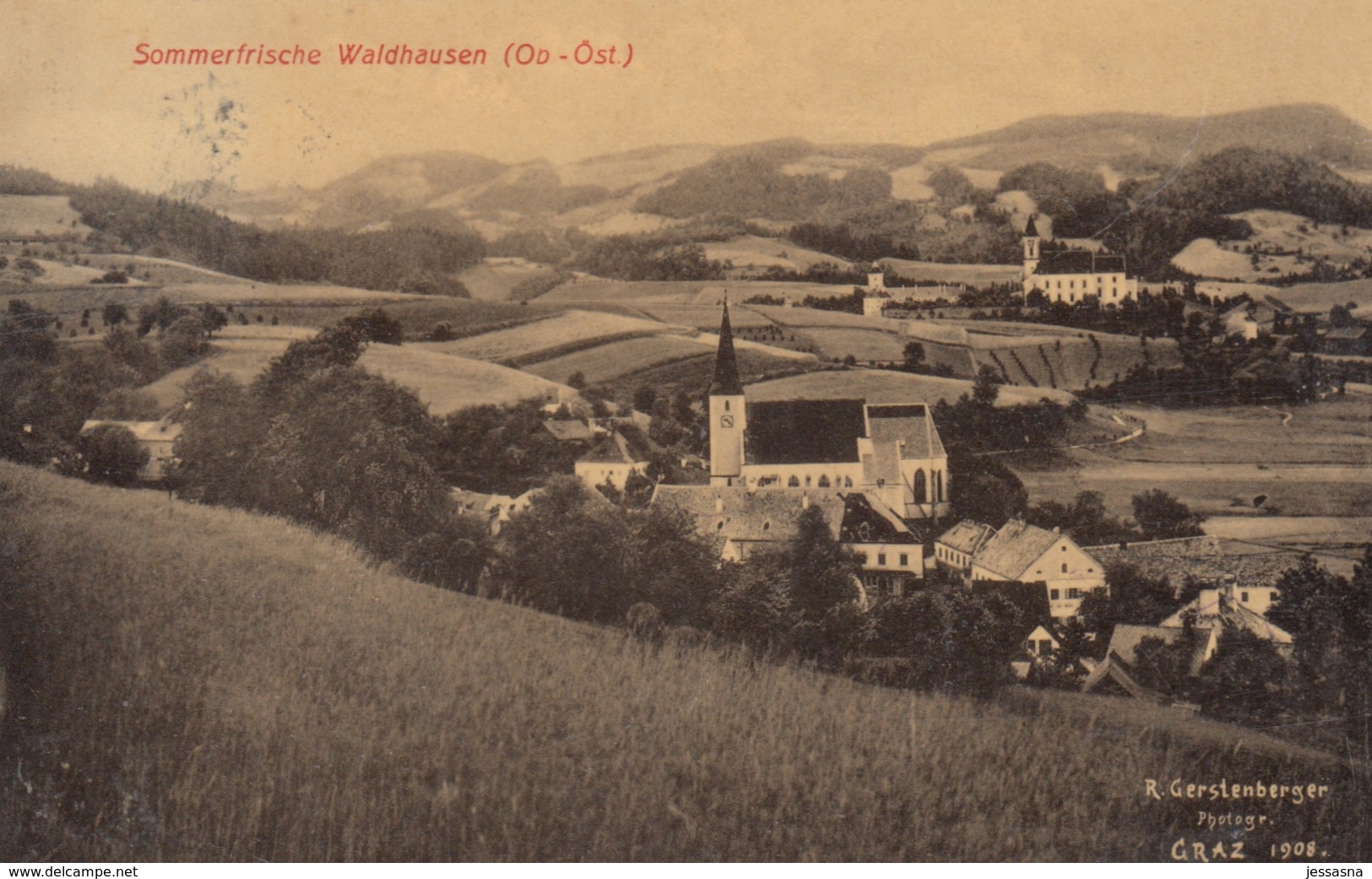 AK - WALDHAUSEN (Strudengau) - Teilansicht Mit Pfarrkirche Und Stift 1908 - Perg