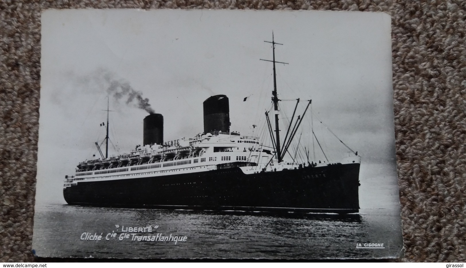 CPSM BATEAU CIE GENERALE TRANSATLANTIQUE PAQUEBOT LE LIBERTE ED LA CIGOGNE 1961 - Paquebote