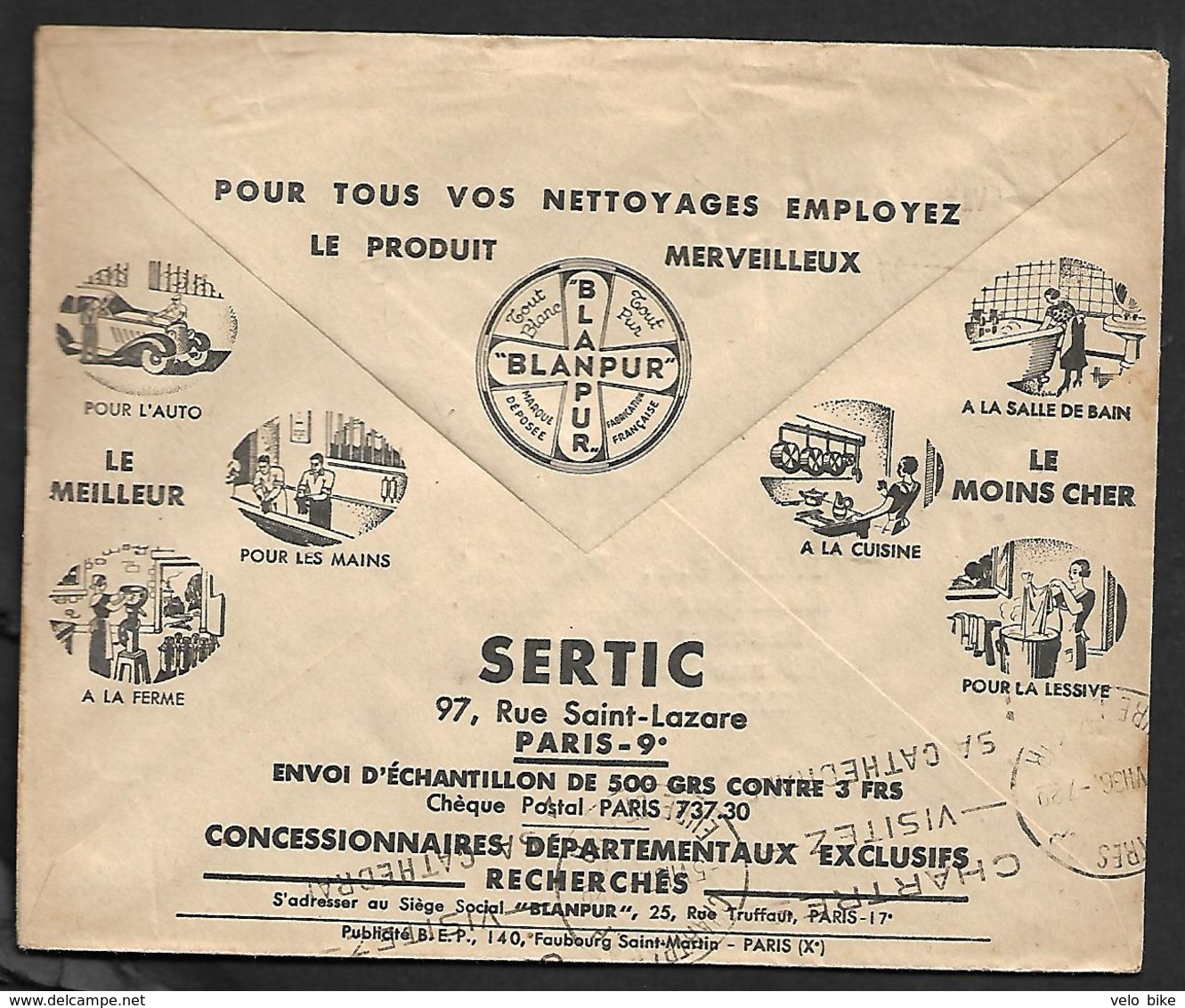 Cheque Cover France,Paris,chèques Postaux.CCP.Postes Telegraphes Et Telephones,automobile, Car,cleaning,kitchen,bathroom - Autres & Non Classés