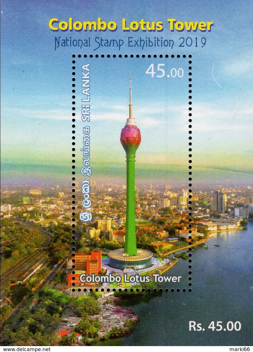 Sri Lanka - 2019 - Colombo Lotus TV Tower - National Stamp Exhibition - Mint Souvenir Sheet - Sri Lanka (Ceylon) (1948-...)