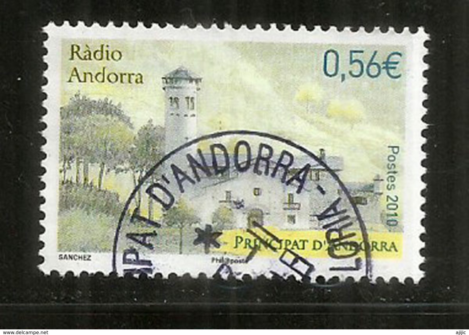 Aquí Ràdio Andorra! Batiment à Encamp, Un Timbre Oblitéré  1 ère Qualité - Used Stamps