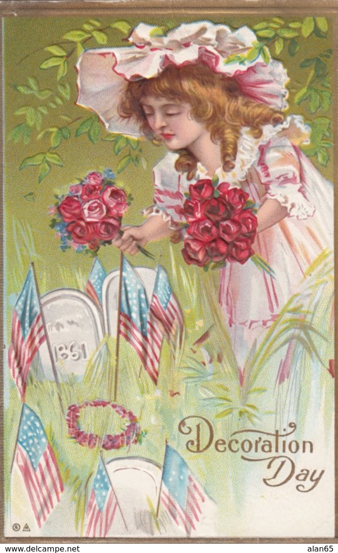 Decoration Day, Pre-Memorial Day, Holiday Remembering US Civil War, C1900s Vintage Embossed Postcard - Other & Unclassified