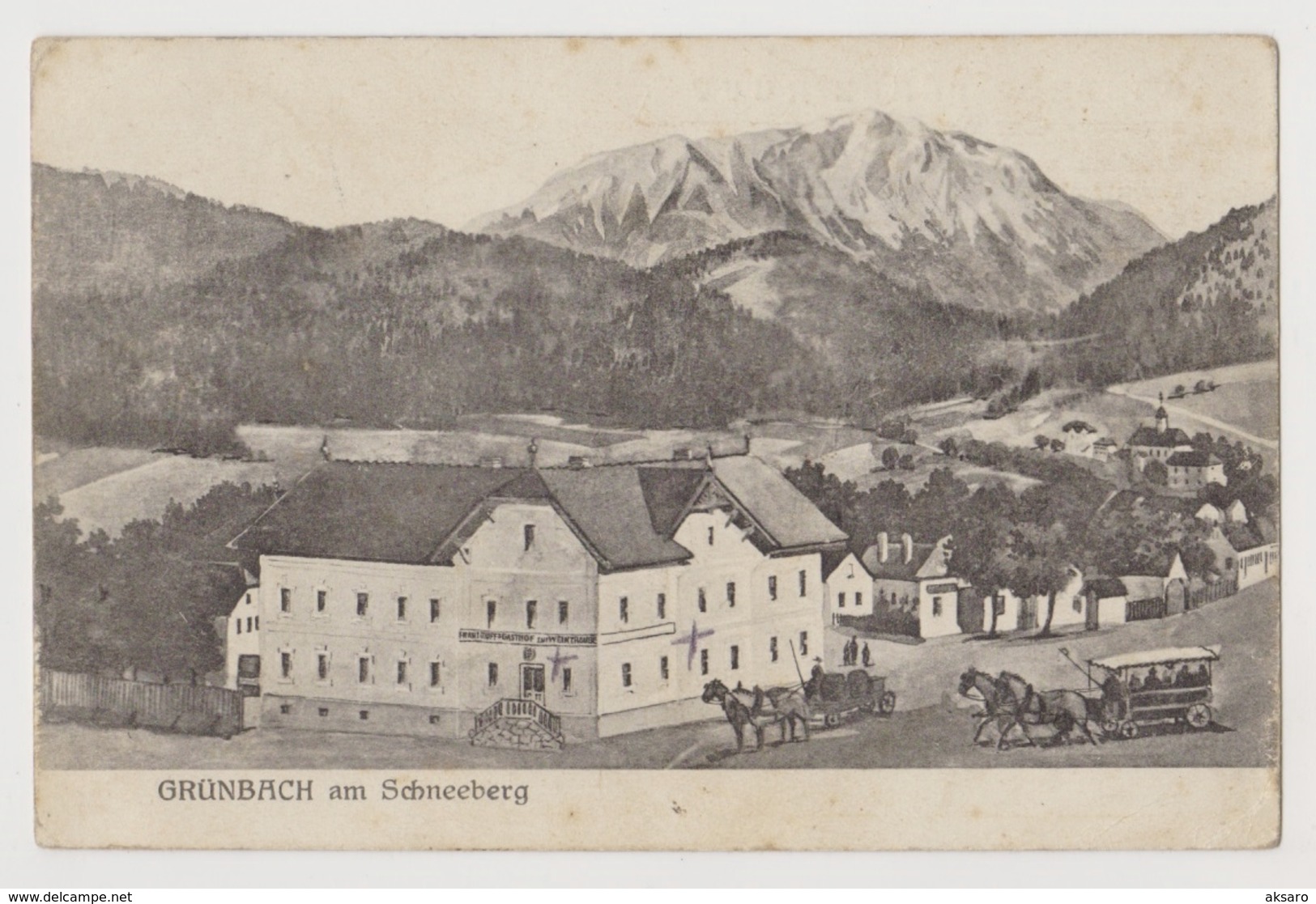 Grünbach Am Schneeberg, F. Ruff's Gasthof Zur Weintraube, 1928 (Bez. Neunkirchen) - Schneeberggebiet