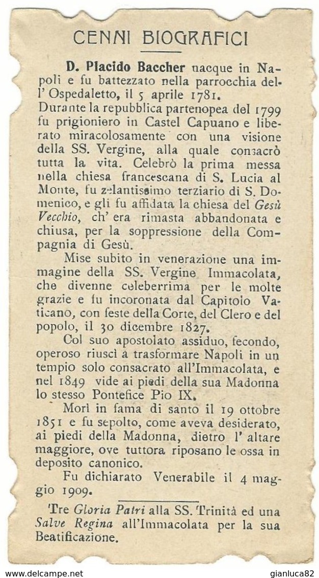 Lotto N. 3 Santini Ven. D. Placido Baccher Primo Rettore Gesù Vecchio Napoli (522-524) - Images Religieuses