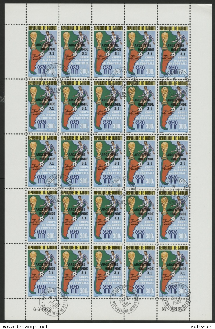 DJIBOUTI POSTE AERIENNE N° 123 Et 124 SERIE DE 2 FEUILLES COMPLETES DE 25 EXEMPLAIRES COTE 87,50 EUROS DU 100 Fr +300 Fr - 1978 – Argentine