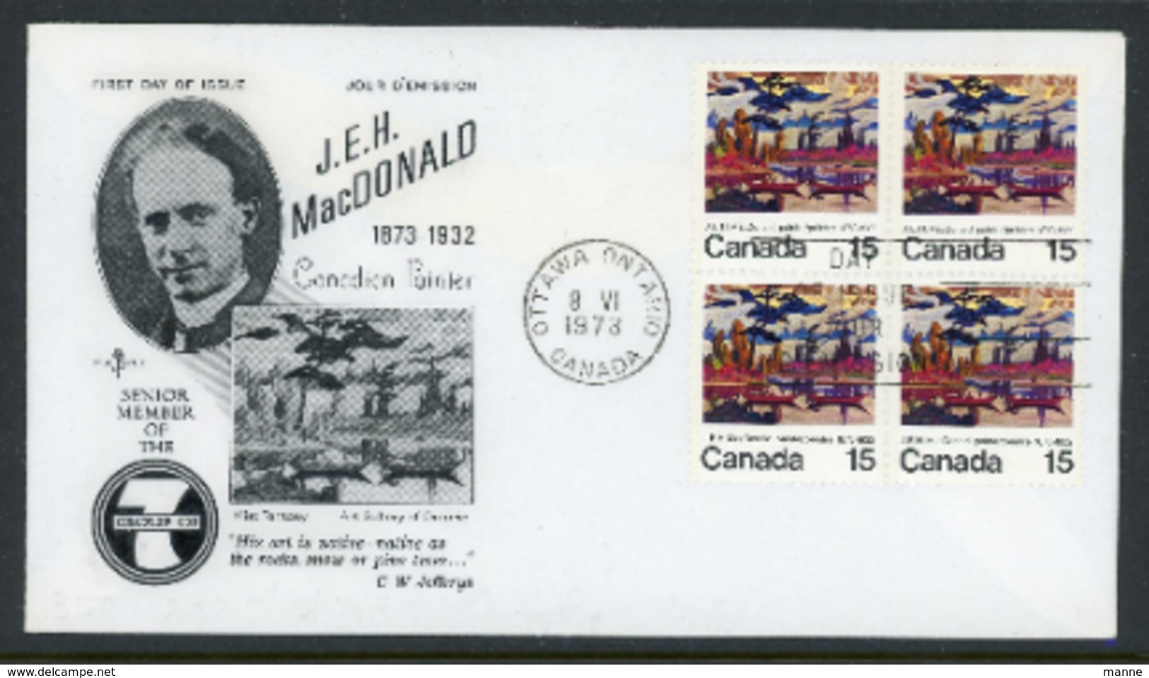 Canada 1973 FDC "J.E.H. MacDonald"-Canadian Painter - Used Stamps