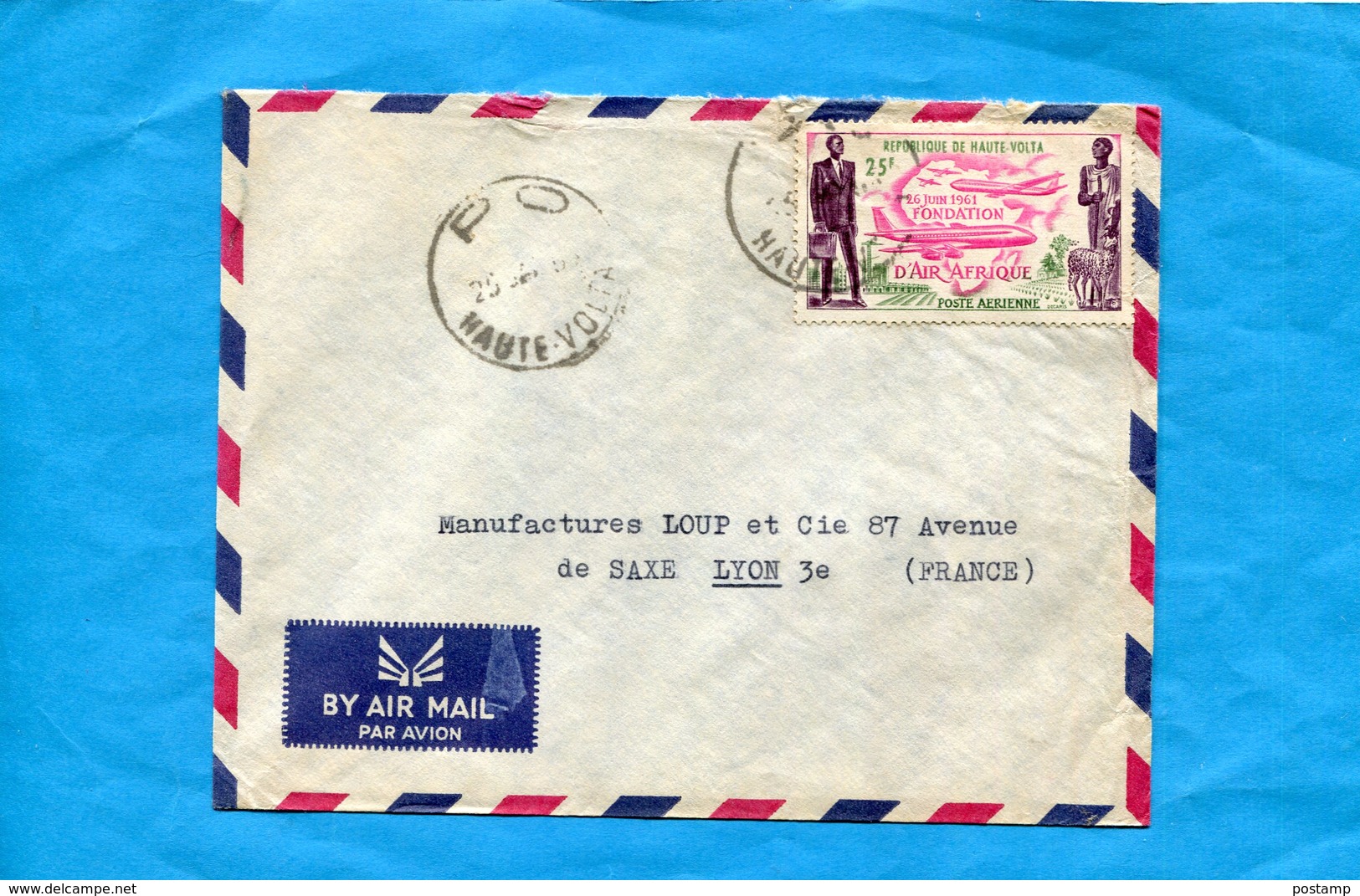 Marcophilie-Haute Volta--lettre>Françe-cad-PO - 1965--stamps N°A4 Air Afrique - Haute-Volta (1958-1984)
