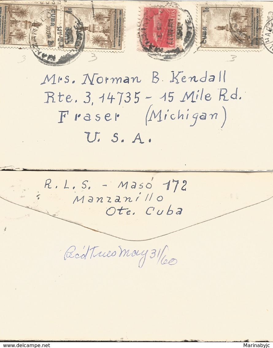 J) 1960 CARIBE, WITHDRAWAL OF COMMUNICATIONS, MULTIPLE STAMPS, AIRMAIL, CIRCULATED COVER, FROM CARIBE TO USA - Other & Unclassified