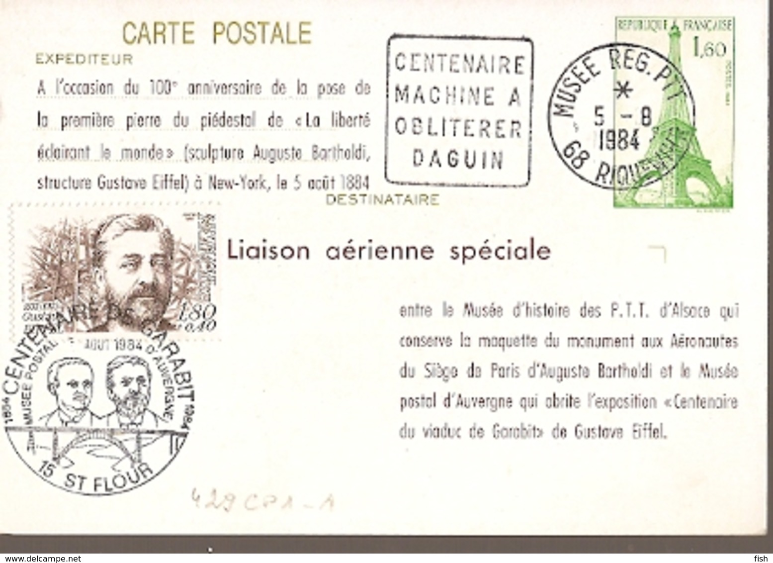 France & Postal Stationery,  Aux Heros Des Postes Et Telegraphes Et Des Chemins De Fer, Musee Postal 1984 (98) - Sonstige & Ohne Zuordnung