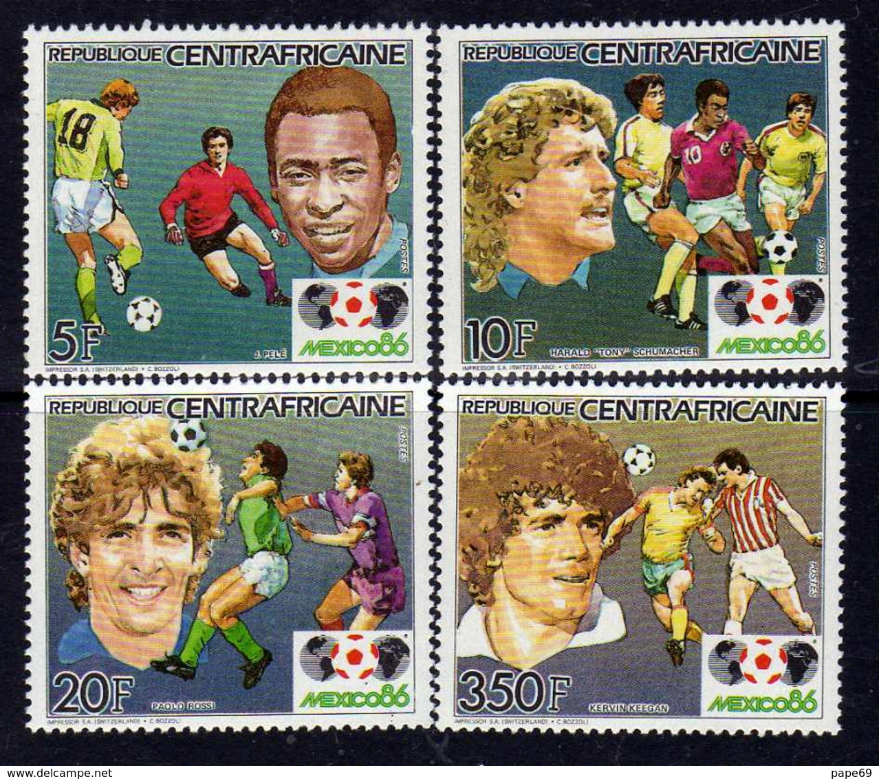 Centrafricaine N° 702 / 05 XX "Mexico'86", Coupe Du Monde De Football, La Série Des 4 Valeurs Sans Charnière, TB - Centrafricaine (République)