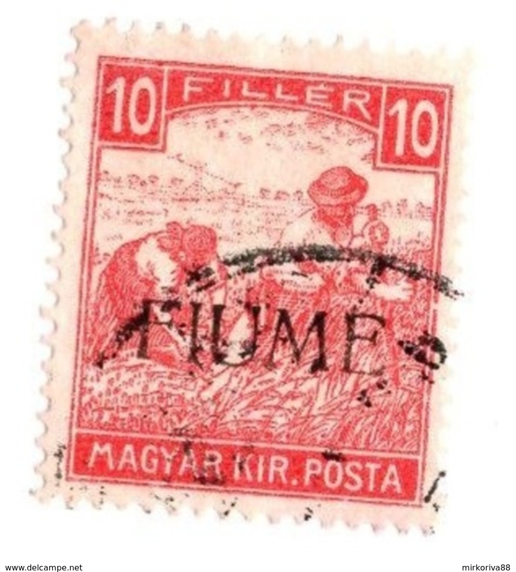 1918 Fiume - 10 Filler Usato Mietitori E Parlamento Certificato - Fiume & Kupa