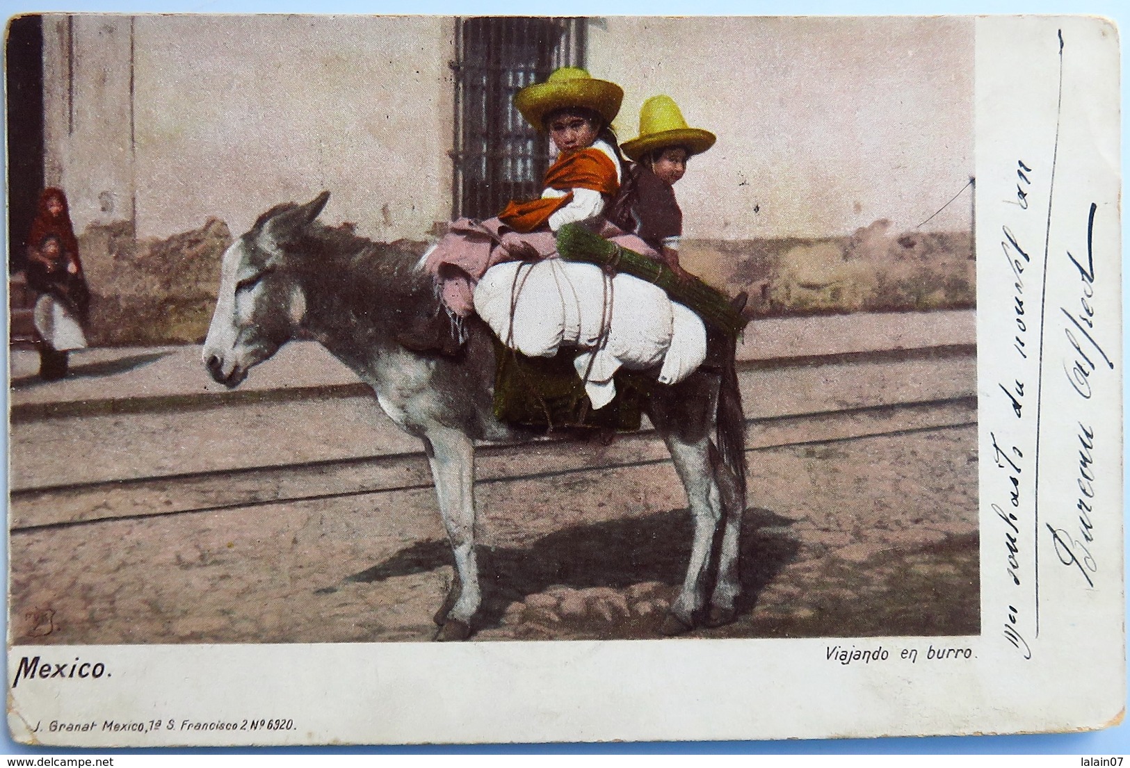 C. P. A. : MEXICO : Viajando En Burro, 2 Sellos En 1903 - Mexico