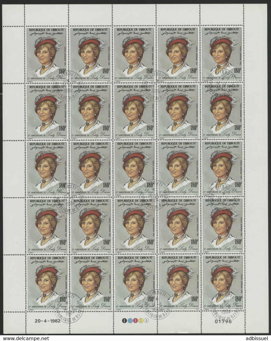 DJIBOUTI POSTE AERIENNE N° 164 Et 165 SERIE DE 2 FEUILLES COMPLETES DE 25 EXEMPLAIRES COTE 75 € Lady Diana - Koniklijke Families