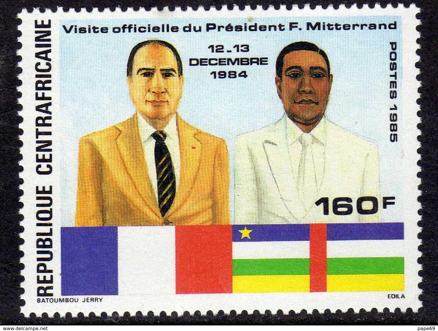 Centrafricaine N° 730 XX Anniversaire De La Visite Du Président Mitterrand,  Sans Charnière, TB - Central African Republic