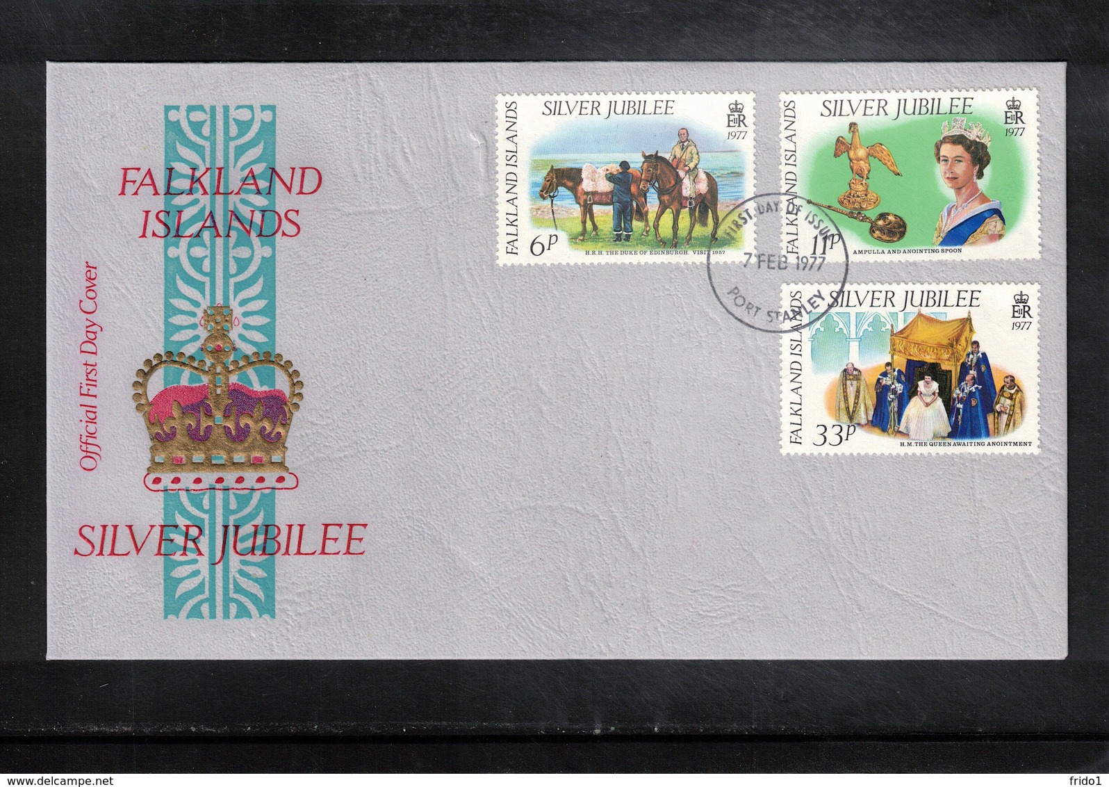 Falkland Islands 1977 Queen Elisabeth II Silver Jubilee FDC - Emissions Communes