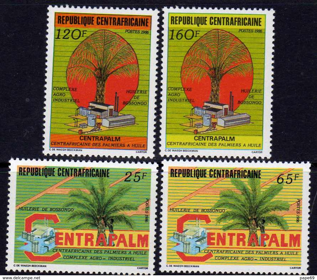 Centrafricaine N° 731 / 34 XX "Centapalm", La Série Des 4 Valeurs Sans Charnière, TB - Centrafricaine (République)