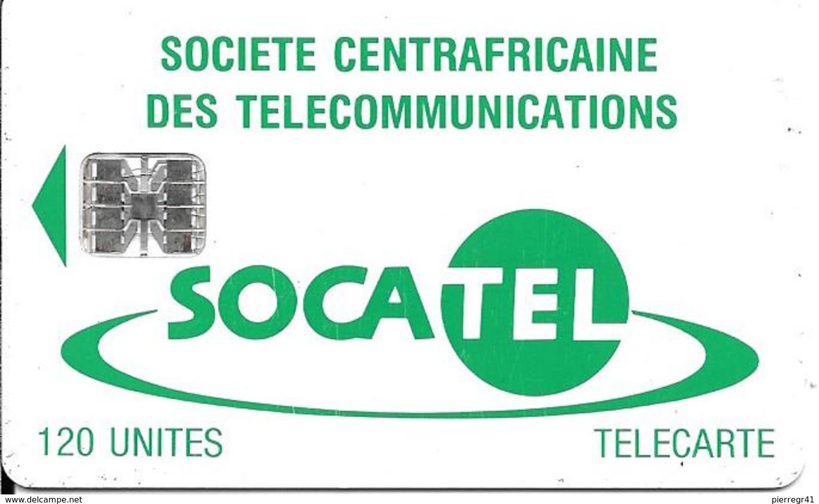 CARTE-PUCE-CENTRE AFRIQUE-120U-SC7-SOCATEL-BLEU-V°TARIFS REDUITS-N°Rge 00391504 En Haut A Gauche-TBE - Centrafricaine (République)