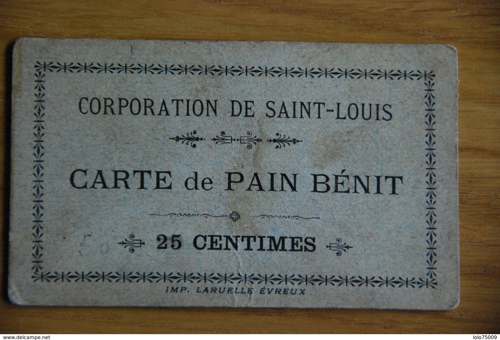 Bon De Pain Corporation De St Louis Evreux - Bons & Nécessité