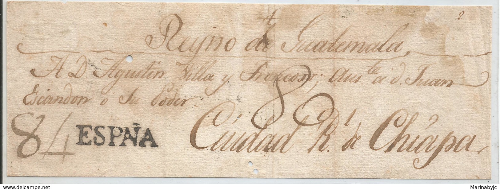 Vtaed.J) 1805 MEXICO, FRONT OF LETTER, FROM SPAIN TO CIUDAD REAL DE CHIAPAS (KINGDOM OF GUATEMALA) BRAND SPAIN IN NEFR - Mexico