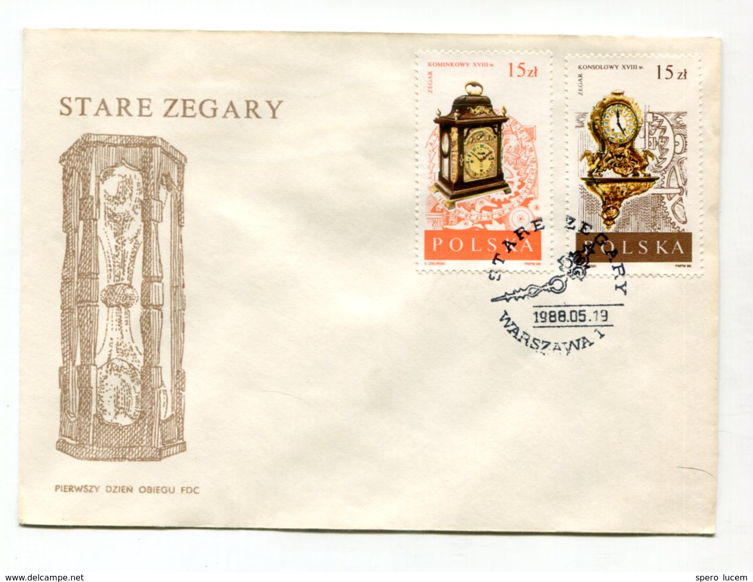 Old Clock Uhr Horloge Poland 1988 FDC First Day Cover Stamps Timbres Briefmarken - Horlogerie