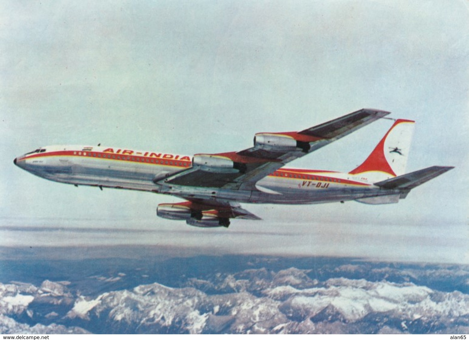 Air India Boeing 707 Jet Plane Sc#C67 6-cent Air Mail Stamp C1960s Vintage Postcard - 1946-....: Modern Era