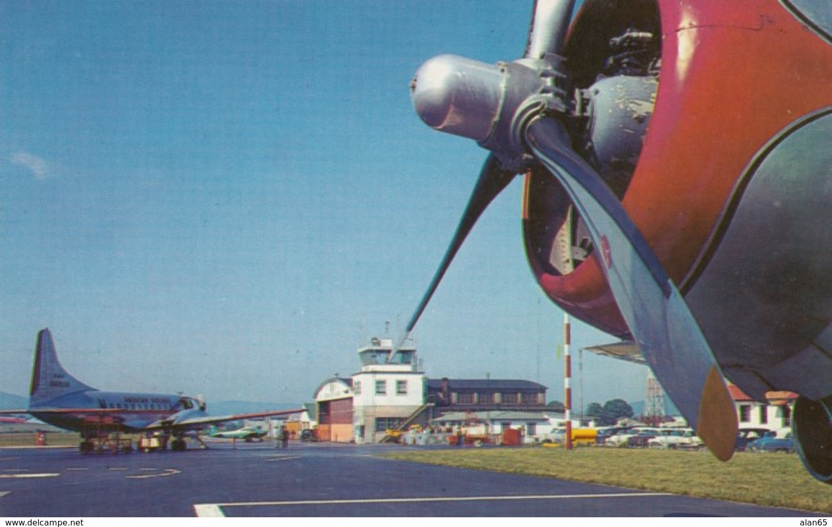 Chemung County Airport Near Elmira New York, Propeller Planes, Equipment Autos C1950s Vintage Postcard - Aerodromi