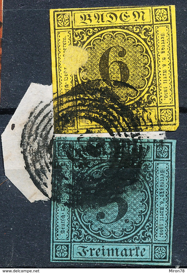 Stamp Baden 1853 3/6kr Used - Otros & Sin Clasificación