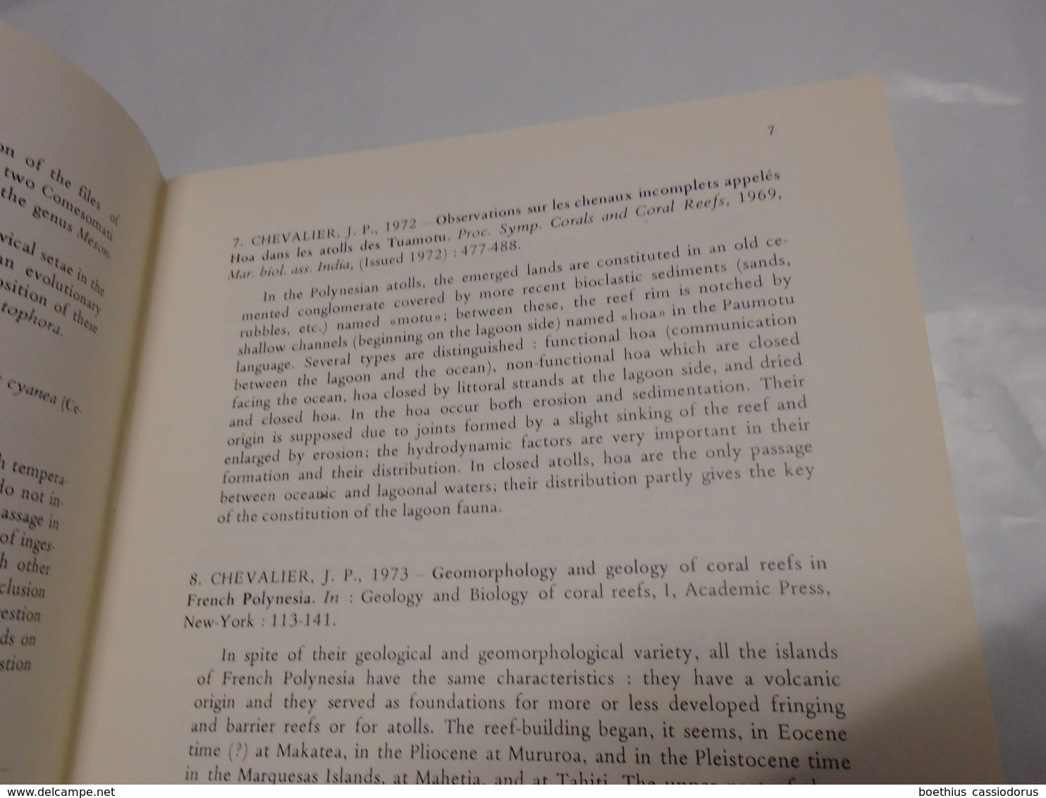 CORAL REEF AND LAGOON RESEARCH IN FRENCH POLYNESIA 123 PUBLICATIONS  WITH ABSTRACTS REVUE ALGOLOGIQUE  FASC HS N° 1 1977 - Outre-Mer