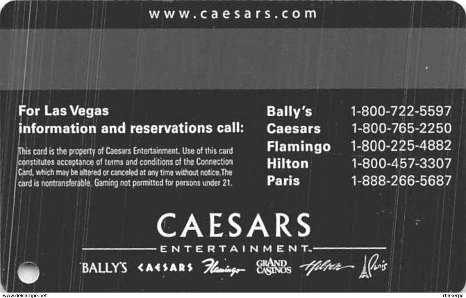 Bally's Casino Las Vegas, NV - BLANK Connection / Slot Card - 4 Casinos On Rev - Bally's 722-5597 - Casino Cards