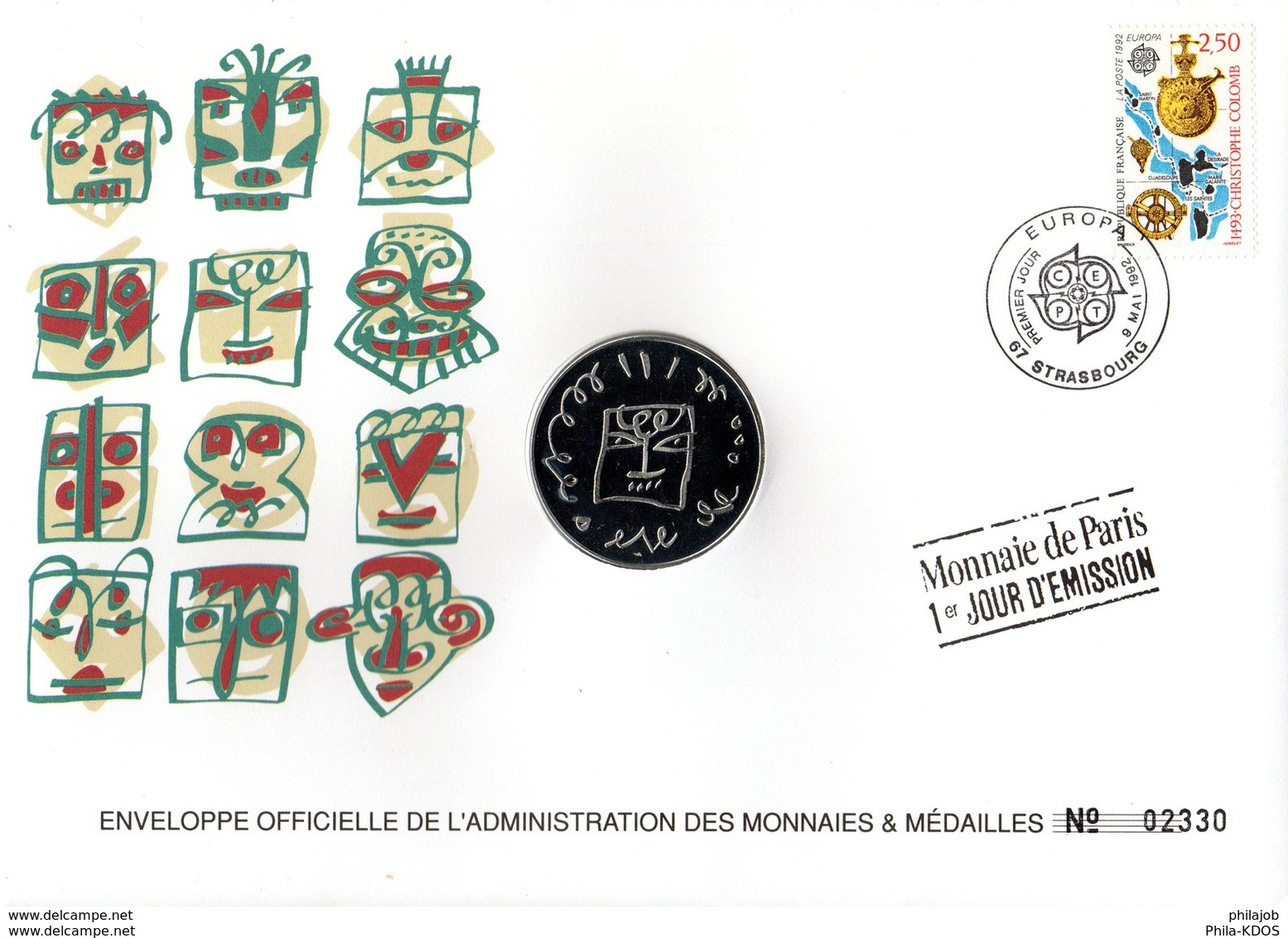 FRANCE 1992 : " EUROPA / JAVIER MARISCAL / ESPAGNE " Enveloppe Philatélique Numismatique 1er Jour N°tée Parf état EPN - Sammlungen