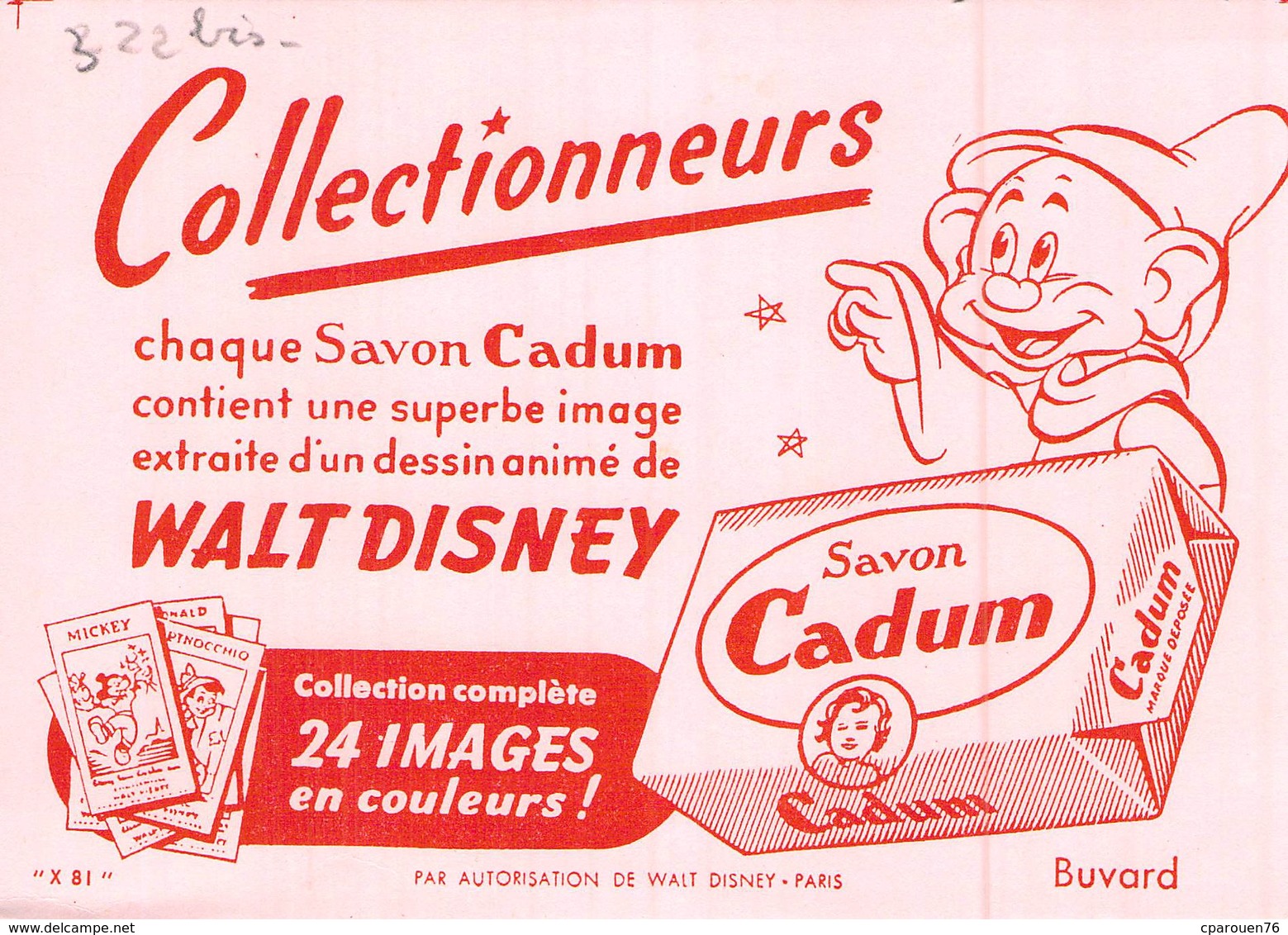 Ancien Buvard Collection SAVON CADUM WALT DISNEY - Parfums & Beauté