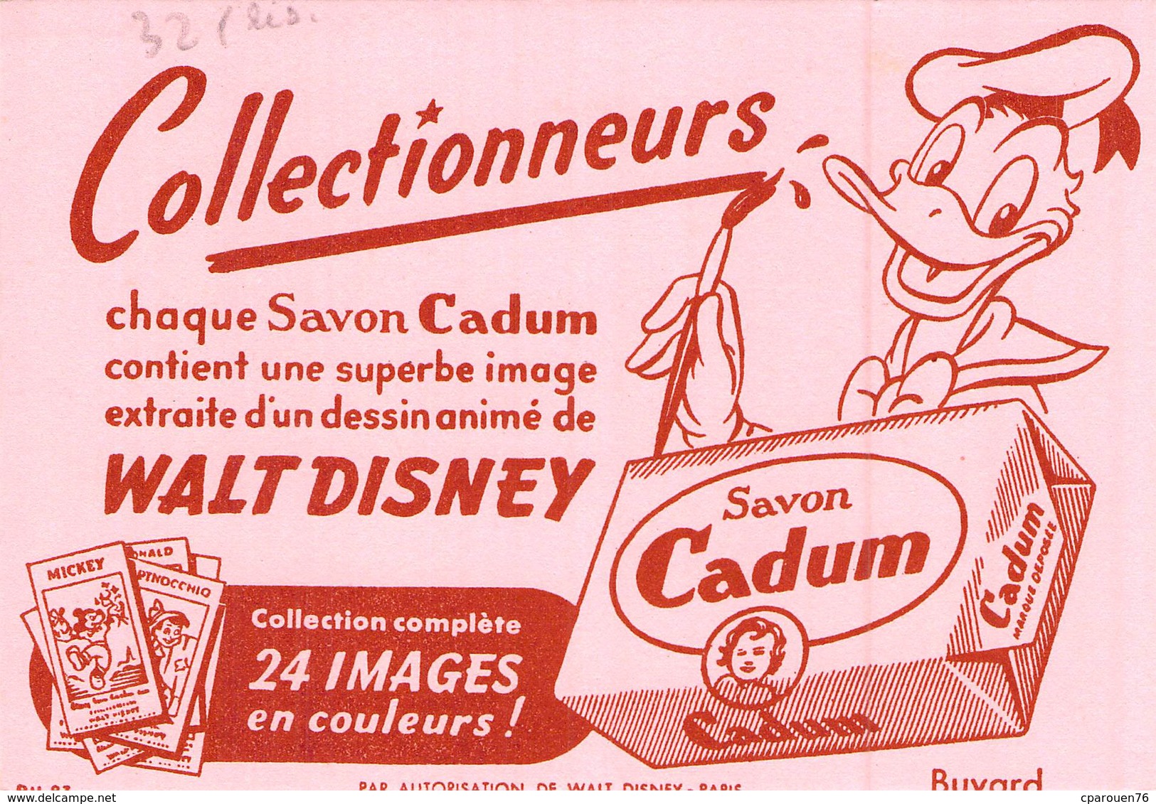 Ancien Buvard Collection SAVON CADUM WALT DISNEY - Parfums & Beauté